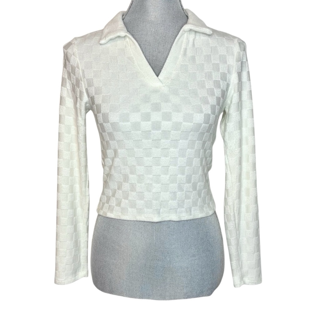 Atelier by Kirious Checkered Knit Cropped Sweater